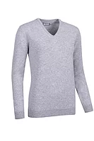 g.NINA V Neck Lambswool Midweight Golf Sweater - Light Grey Marl