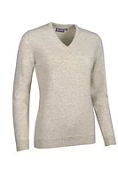 g.NINA V Neck Lambswool Midweight Golf Sweater - Linen Marl