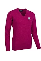 g.RYDER CUP NINA Ryder Cup V Neck Lambswool Midweight Golf Sweater - Raspberry Marl
