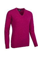 g.NINA V Neck Lambswool Midweight Golf Sweater - Raspberry Marl