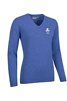 g.RYDER CUP NINA Ryder Cup V Neck Lambswool Midweight Golf Sweater - Tahiti Marl