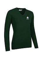 g.RYDER CUP NINA Ryder Cup V Neck Lambswool Midweight Golf Sweater - Tartan Green