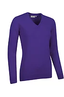 g.NINA V Neck Lambswool Midweight Golf Sweater - Violet