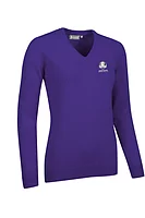 g.RYDER CUP NINA Ryder Cup V Neck Lambswool Midweight Golf Sweater - Violet