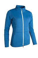 s.NIRA SALE Zip Front Thermal Fleece Showerproof Golf Jacket Sale - Ocean/White