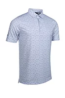 g.OVERTON Micro Scottish Print Performance Golf Shirt - White/Tahiti