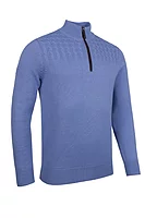g.PAISLEY Quarter Zip Cable Touch of Cashmere Golf Sweater - Light Blue