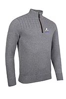 g.RYDER CUP PAISLEY Ryder Cup Quarter Zip Cable Touch of Cashmere Golf Sweater - Mid Grey Marl