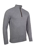 g.PAISLEY Quarter Zip Cable Touch of Cashmere Golf Sweater - Mid Grey Marl