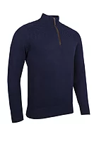 g.PAISLEY Quarter Zip Cable Touch of Cashmere Midweight Golf Sweater - Navy
