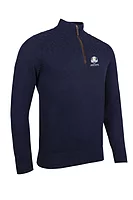 g.RYDER CUP PAISLEY Ryder Cup Quarter Zip Cable Touch of Cashmere Golf Sweater - Navy