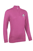 g.RYDER CUP PENELOPE Ryder Cup Quarter Zip Water Repellent Lined Merino Heavyweight Golf Sweater - Hot Pink