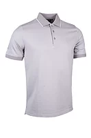 g.PERTH Micro Knit Mercerised Cotton Golf Shirt - Light Grey/White