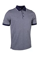 g.PERTH Micro Knit Mercerised Cotton Golf Shirt - Navy/White