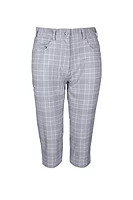 g.PHOEBE Lightweight Stretch Performance Golf Pedal Pushers - Light Grey/WhiteCheck