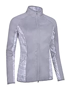 g.POPPY Full Zip Showerproof Performance Golf Jacket - Light Grey Marl/White/Candy
