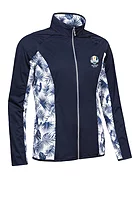 g.RYDER CUP POPPY Ryder Cup Zip Front Showerproof Performance Golf Jacket - Navy/White Tropical Print
