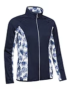 g.POPPY Full Zip Showerproof Performance Golf Jacket - Navy/White Tropical Print