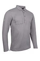g.PORTREE Long Sleeve Thermal Performance Golf Shirt - Light Grey Marl