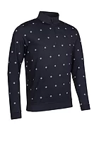 g.PRESTWICK Quarter Zip The Open Print Lightweight Performance Golf Midlayer - Navy/White