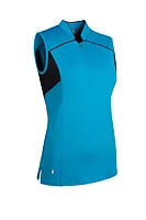 g.PRIYANKA SALE Contrast High Collar Sleeveless Performance Golf Shirt Sale - Cobalt/Black