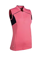 g.PRIYANKA SALE Contrast High Collar Sleeveless Performance Golf Shirt Sale - Sorbet/Navy