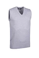 g.RANKIN V Neck Lightweight Merino Golf Slipover - Light Grey Marl