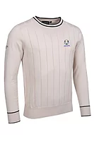 g.RYDER CUP RATHO Ryder Cup Crew Neck Vertical Stitch Cotton Lightweight Golf Sweater - Linen/Black