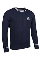 g.RYDER CUP RATHO Ryder Cup Crew Neck Vertical Stitch Cotton Lightweight Golf Sweater - Navy/White