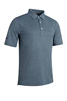 g.REPTON Leaf Print Tailored Collar Golf Shirt - Light Grey/Navy