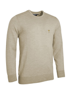 g.RYDER CUP KNOX Ryder Cup Crew Neck Lightweight Merino Golf Sweater - Linen Marl Trophy