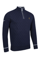 g.RYDER CUP LIBERTON Ryder Cup Quarter Zip Geometric Cotton Lightweight Golf Sweater - Navy/White Trophy