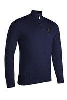 g.RYDER CUP DEVON Ryder Cup Quarter Zip Lightweight Cotton Golf Sweater - Navy Trophy