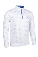 g.RYDER CUP WICK Ryder Cup Zip Lightweight Performance Golf Midlayer - White/Tahiti Trophy Print Trophy