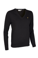 g.RYDER CUP DARCY Ryder Cup V Neck Cotton Lightweight Golf Sweater - Black Trophy