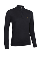g.RYDER CUP AVA Ryder Cup Quarter Zip Cotton Lightweight Golf Sweater - Black Trophy