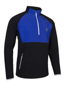 s.RYDER CUP SAHARA Ryder Cup Hybrid Thermal Fleece Golf Midlayer - Black/Electric Blue/Silver Trophy