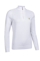 g.RYDER CUP AVA Ryder Cup Quarter Zip Cotton Lightweight Golf Sweater - White Trophy