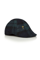 g.RYDER CUP LEITH Ryder Cup Mens and Ladies Tweed Duckbill Golf Flat Cap - Tartan/Navy Trophy