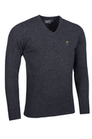g.RYDER CUP LOMOND Ryder Cup V Neck Lambswool Midweight Golf Sweater - Charcoal Marl Trophy