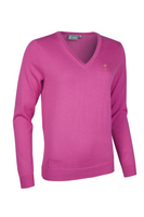 g.RYDER CUP DARCY Ryder Cup V Neck Cotton Lightweight Golf Sweater - Hot Pink Trophy