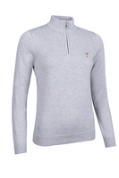 g.RYDER CUP AVA Ryder Cup Quarter Zip Cotton Lightweight Golf Sweater - Light Grey Marl Trophy