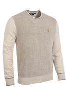 g.RYDER CUP HAMMOND Ryder Cup Crew Neck Two Tone Midweight Textured Golf Sweater - Linen/Dark Linen Trophy