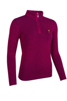 g.RYDER CUP SKYE Ryder Cup Quarter Zip Rib Cotton Lightweight Golf Sweater - Raspberry/Navy Trophy