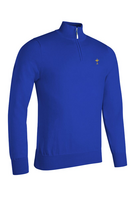 g.RYDER CUP DEVON Ryder Cup Quarter Zip Lightweight Cotton Golf Sweater - Ascot Blue Trophy
