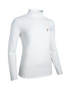 g.RYDER CUP FERN Ryder Cup Long Sleeve Cotton Roll Neck Golf Top - White Trophy