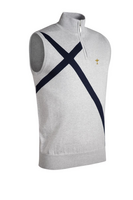 g.RYDER CUP SALTIRE SLEEVELESS SWEATER Ryder Cup Quarter Zip Saltire Cotton Lightweight Golf Slipover - Light Grey Marl/Navy Trophy