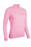 g.RYDER CUP AVA Ryder Cup Quarter Zip Cotton Lightweight Golf Sweater - Candy Trophy