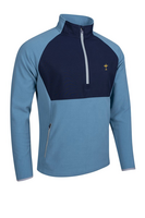 s.RYDER CUP SAHARA Ryder Cup Hybrid Thermal Fleece Golf Midlayer - Pacific Blue/Navy/Silver Trophy