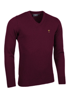 g.RYDER CUP LOMOND Ryder Cup V Neck Lambswool Midweight Golf Sweater - Bordeaux Trophy